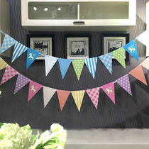 Korean version of the trojan pull strip double-sided bunting birthday pennant party decoration string flag wedding wedding triangle pull flower