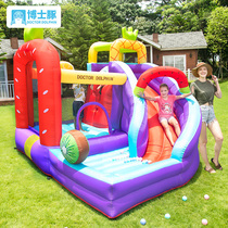 Dr Dolphin Fruit Inflatable Castle Children Bunge with a small indoor outdoor bed jumping naughty castle with a net