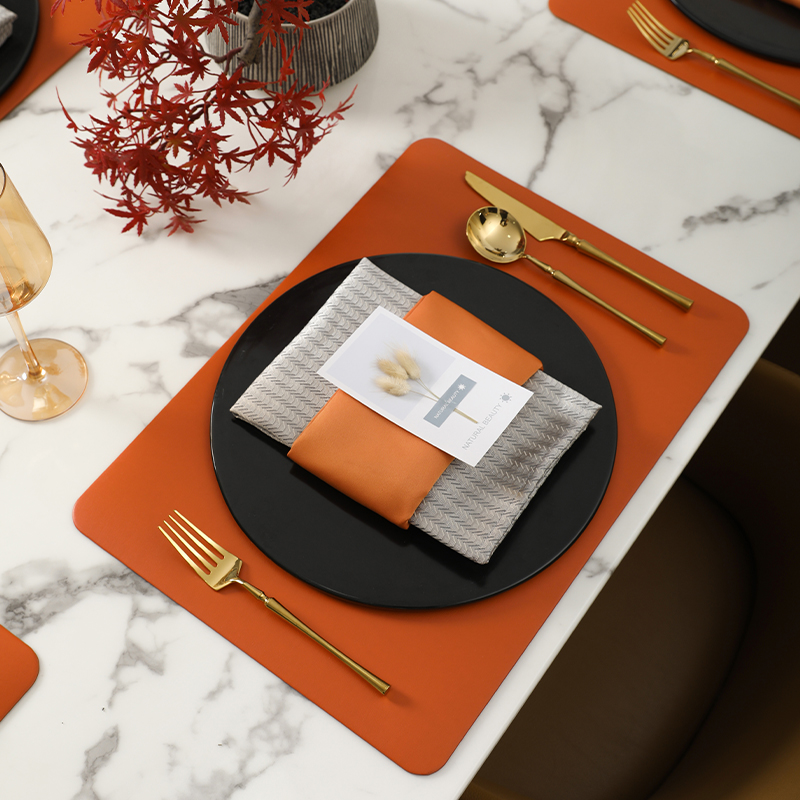 High-grade placemat leather waterproof and oil-proof disposable dish mat anti-scalding tableware household light luxury heat insulation Nordic table mat