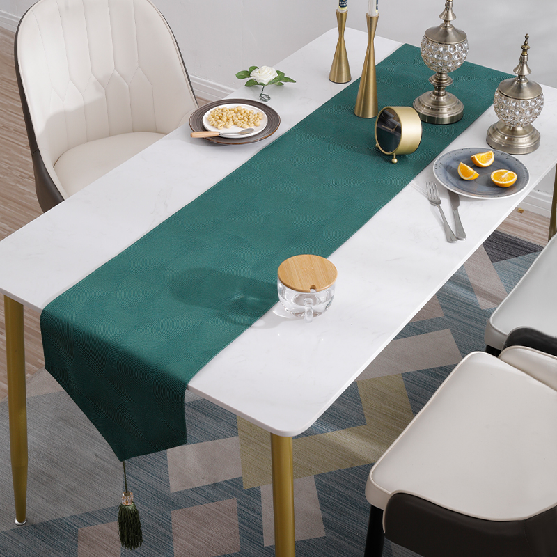 American table flag advanced sense light extravagant high-end Nordic style modern minimalist wind strip ink green dining strip table cloth custom-made