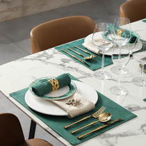 European-style fabric placemat high-end modern and simple customized Western placemat Internet celebrity dark green dining table waterproof insulation mat