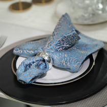 (Torino) Hotel special folded cloth Western food napkin restaurant square towel blue mat decorative cloth