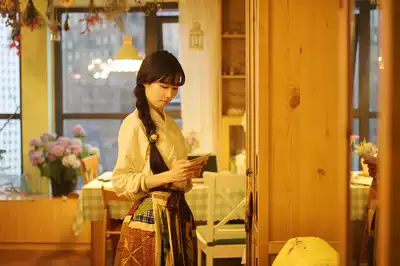 (Spot)Peninsula iron box delivery waist skirt spot Hanfu light painting apricot