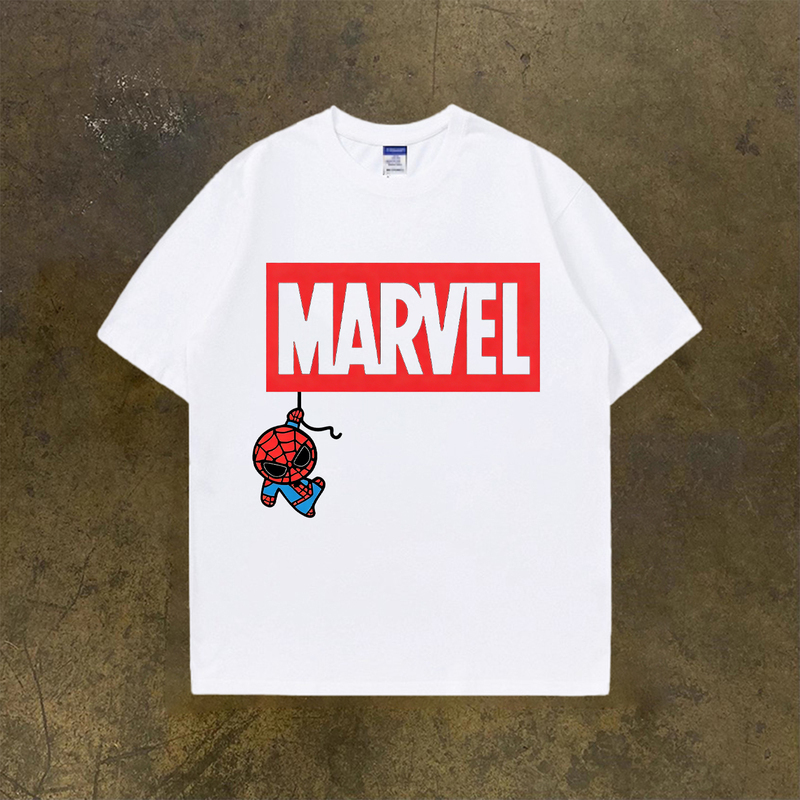 Adonis Heavy Weight 300g Pure Cotton Non-See-Through Trendy Marvel Spider-Man Print Couple T-Shirt