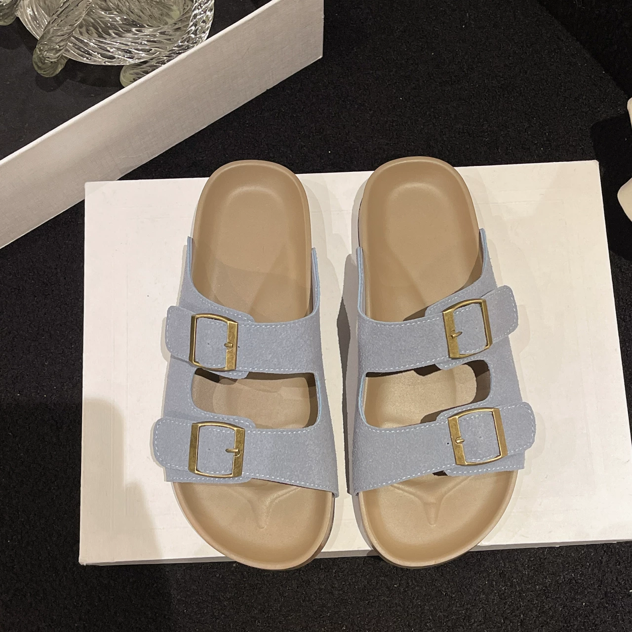 Шлепанцы Birkenstock женские лето верхняя одежда 2026 новый стиль lazy slip-on с мягкой подошвой толстая подошва плоская подошва пляжные sandals большого размера