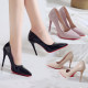 Spring and Autumn New Style Royal Sister Patent Leather Red Bottom Sexy High Heels Feminine Stiletto Black Pointed Toe Bed Flirting Shoes