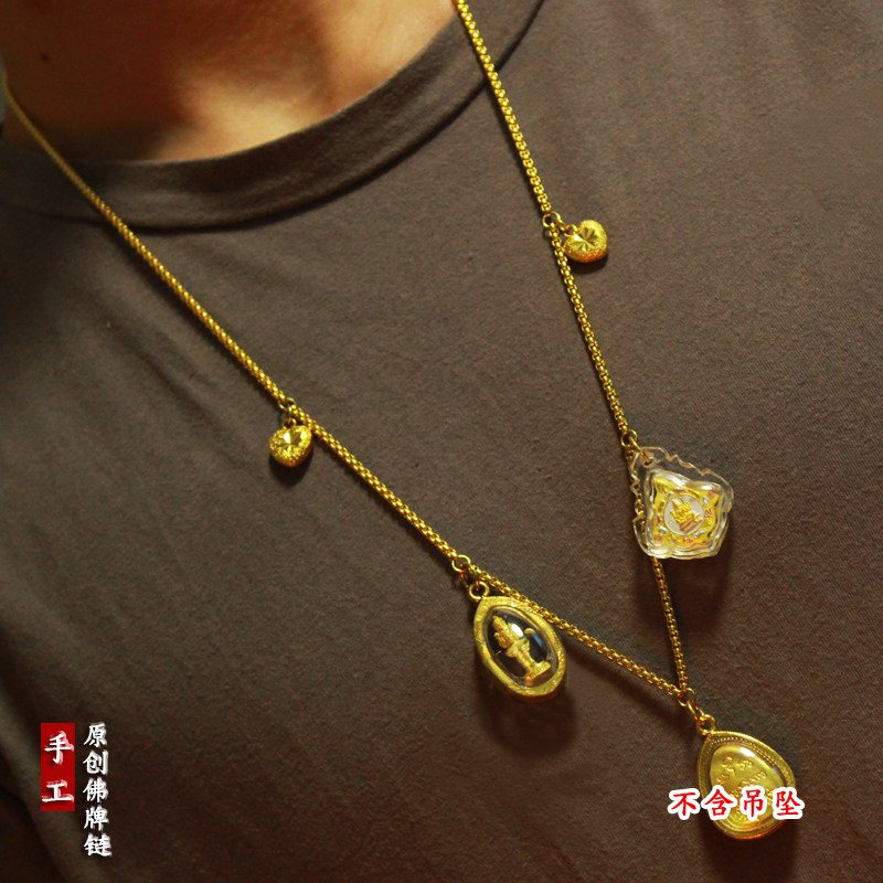 Buddhist chain Thai men and women in gold double 23 45 hung necklace box chain hanging rope Multi-hanging chain not to fall
