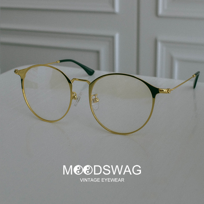 Ink keep titanium alloy big frame glasses male retro web celebrity star trend metal round frame myopia frame female big face