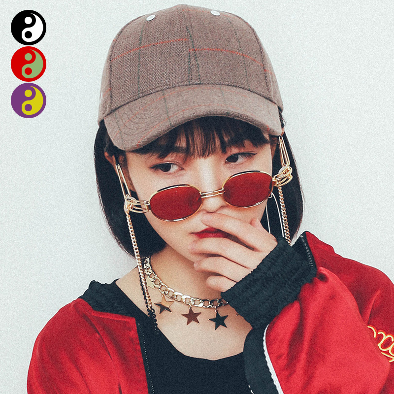 Stick to round frame sunglasses female hip-hop net red ins Korean version of the trendy retro myopia round sunglasses disco men's small face
