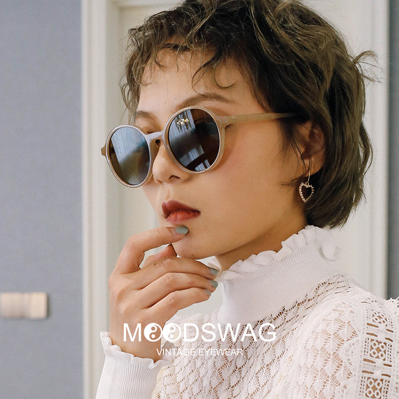 Stick to retro round sunglasses female ins Korean version of the tide elegant Hong Kong style net red street shooting sunglasses small face male