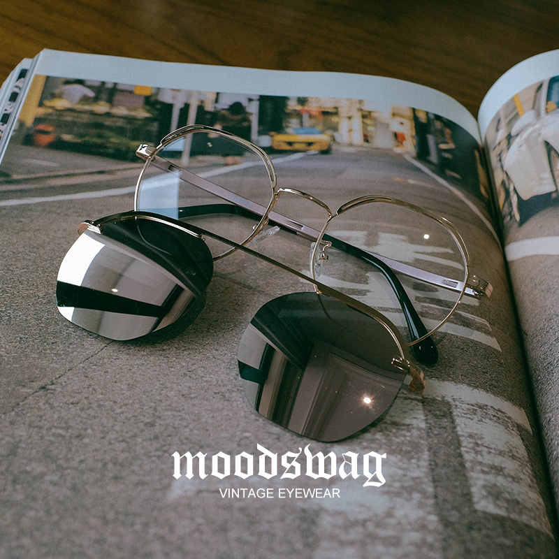 Ink-holding magnetic suction clip-sheet sunglasses sleeve mirror driving men's irregular dual-use glasses polygonal nearsightedness sunglasses female