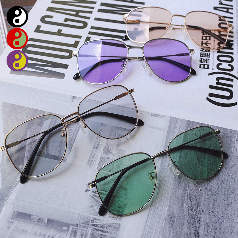 Stick to ins sunglasses female round face big frame toad mirror net red tide bouncer goggles purple sunglasses male big face