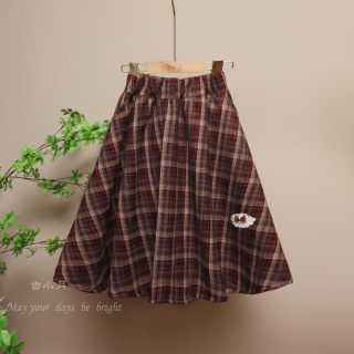 女童2025新款秋冬半身裙A字中长格子款磨毛加厚甜美女孩洋气半裙