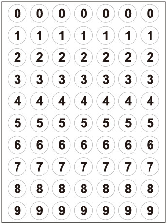 Number number 12 pieces of dot round number 0-9 label sticker sticker diameter 10mm label