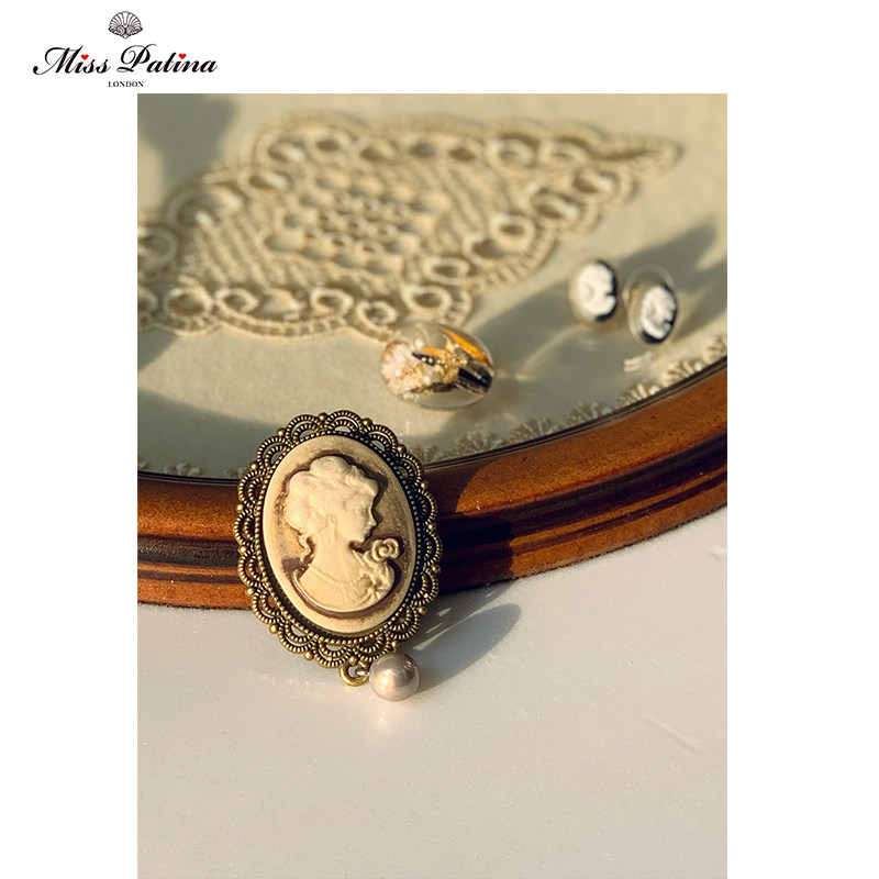 MP British Retro Original Design Victorian Classic Beauty Head Vintage Brooch Jewelry