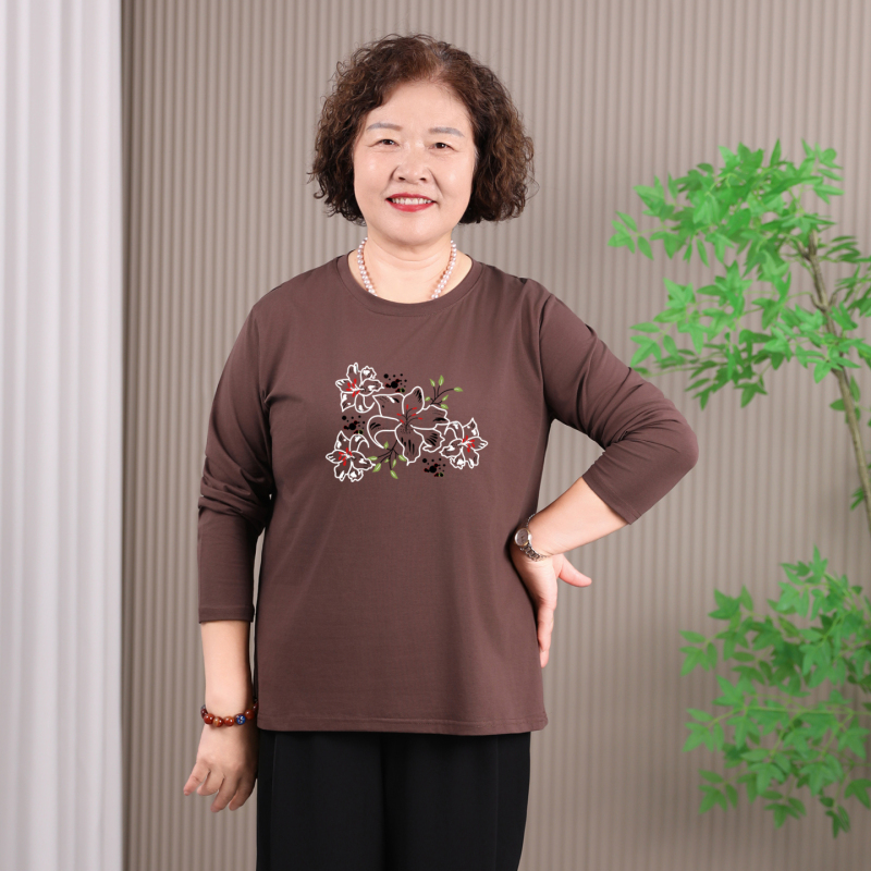 50-Year-Old Middle-Aged Mother's Early Autumn Pure Cotton Long-Sleeved Regular Shoulder T-Shirt, Large Size, Loose Fit, Covers the Belly, Inner Wear, Autumn Top, Base Layer Shirt 50-Year-Old Middle-Aged Mother's Early Autumn Pure Cotton Long-Sleeved Regular Shoulder T-Shirt, Large Size, Loose Fit, Covers the Belly, Inner Wear, Autumn Top, Base Layer Shirt