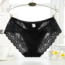 Sexy transparent mesh lace briefs for women solid color incognito low waist girl pants are red this year