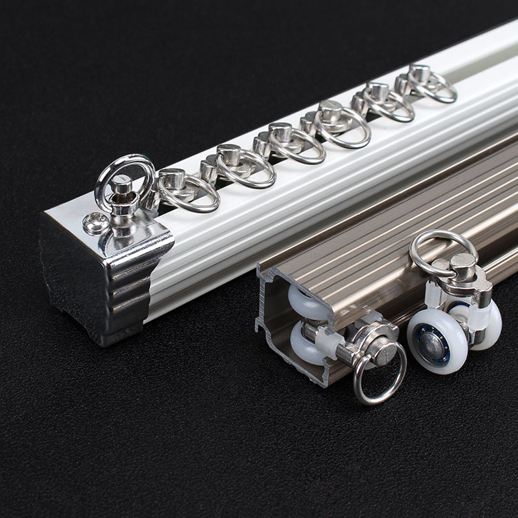 Henghui thickened curtain track aluminum alloy straight track silencer curtain rod single and double track Roman rod guide rail side top installation