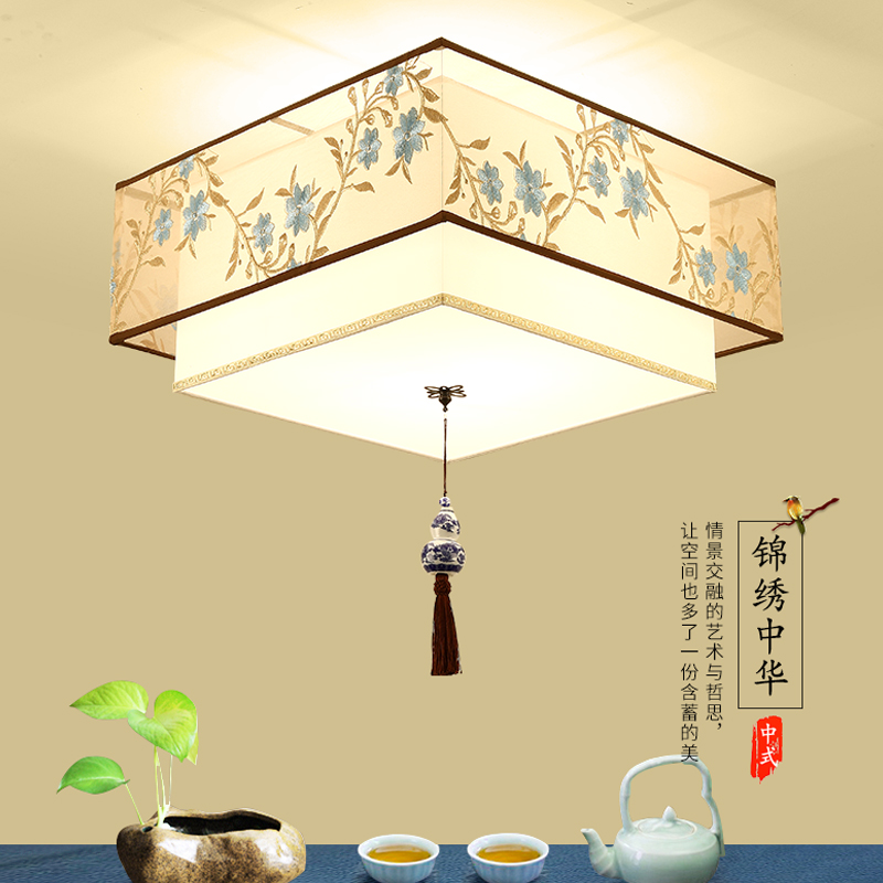 New Chinese suction top light bedroom Iron art Lighting Modern minimalist book house Buyi China Wind Flower Bird Lantern Dining Room Lamp