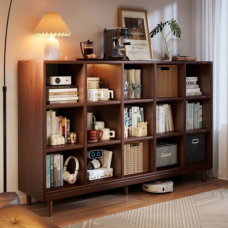 Bookshelf, Black Walnut Color Grid Cabinet, Home Reading Area Layout, Floor-Standing Storage Rack, Wall-Side Cabinet, Bookcase Bookshelf, Black Walnut Color Grid Cabinet, Home Reading Area Layout, Floor-Standing Storage Rack, Wall-Side Cabinet, Bookcase