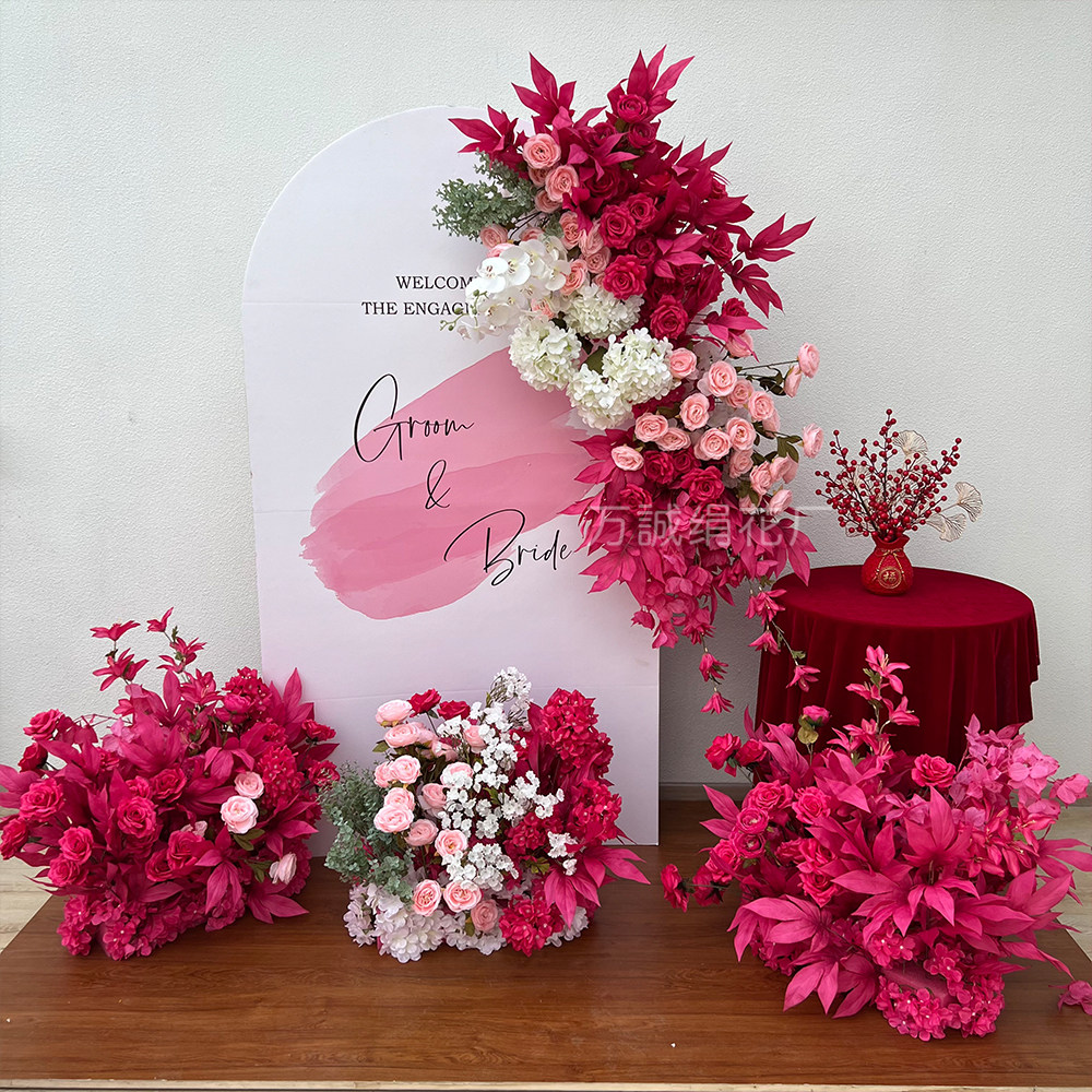 Wedding Engagement Banquet Simulation Flowers RED FLOWERS ART WEDDING CELEBRATION ARRANGEMENT GREETING CARD KT BOARD WEDDING FAKE FLOWER SILK FLOWER DECORATION FLOWERS-Taobao