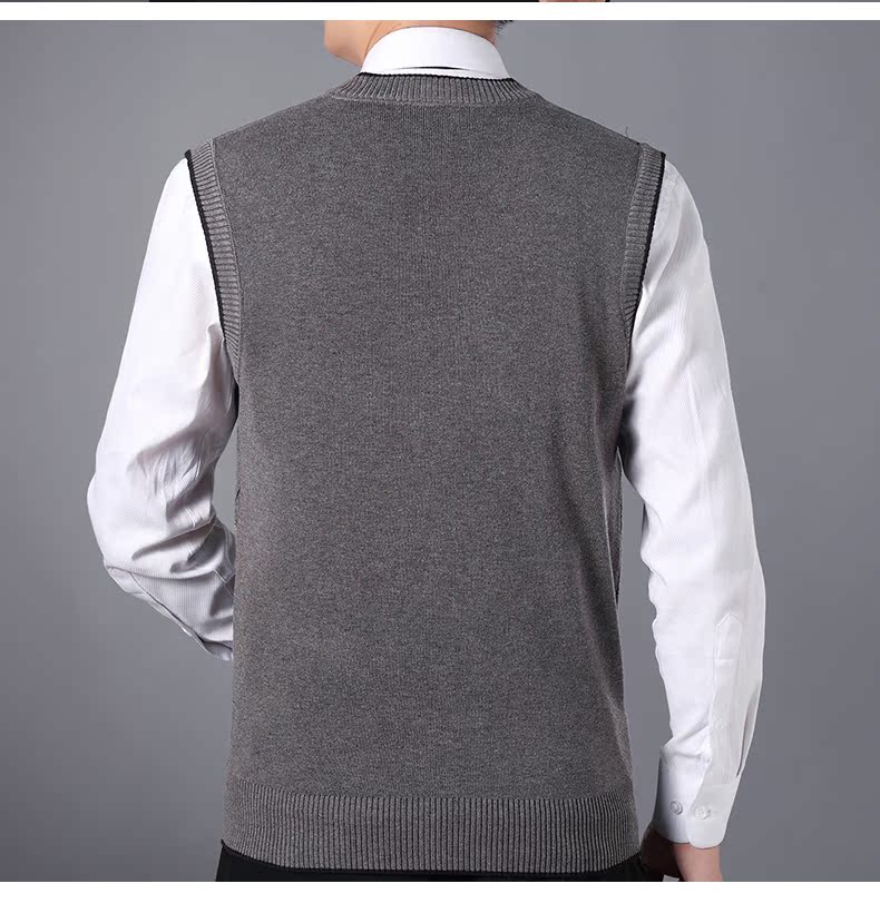 ZERO-ALL mùa thu và mùa đông nam không tay vest Áo len cổ chữ V vest nam len dày dễ dàng nới lỏng vai đan cardigan nam 