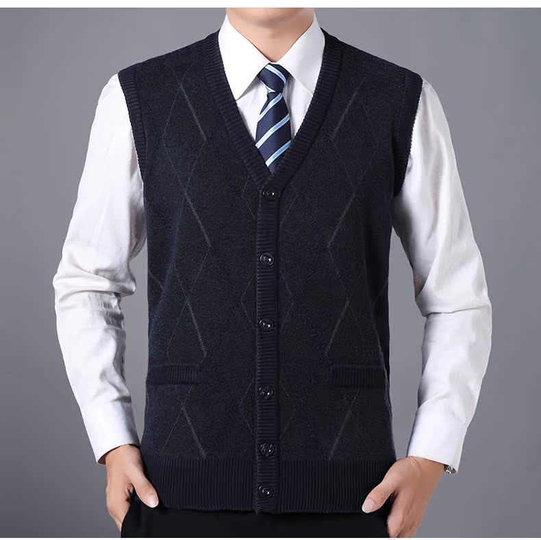 ZERO-ALL áo len trung niên và tuổi già nam cha tải len dệt kim ông già vest vest áo len trung niên