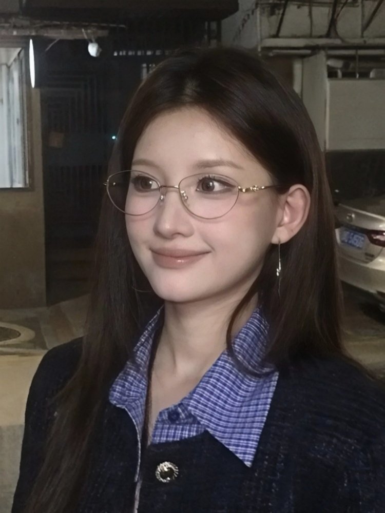 Ultra-Light Titanium Frame Gold-Rimmed Glasses for Women with Myopia, Can Be Customized with Prescription, Anti-Blue Light, High-End Korean Style Cat-Eye Eyeglass Frame