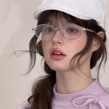 Trendy Metal Silver-Rimmed Oval Eyeglass Frames for Women, Suitable for Prescription Lenses, Vintage Artistic Small Frame Non-Prescription Glasses Frames