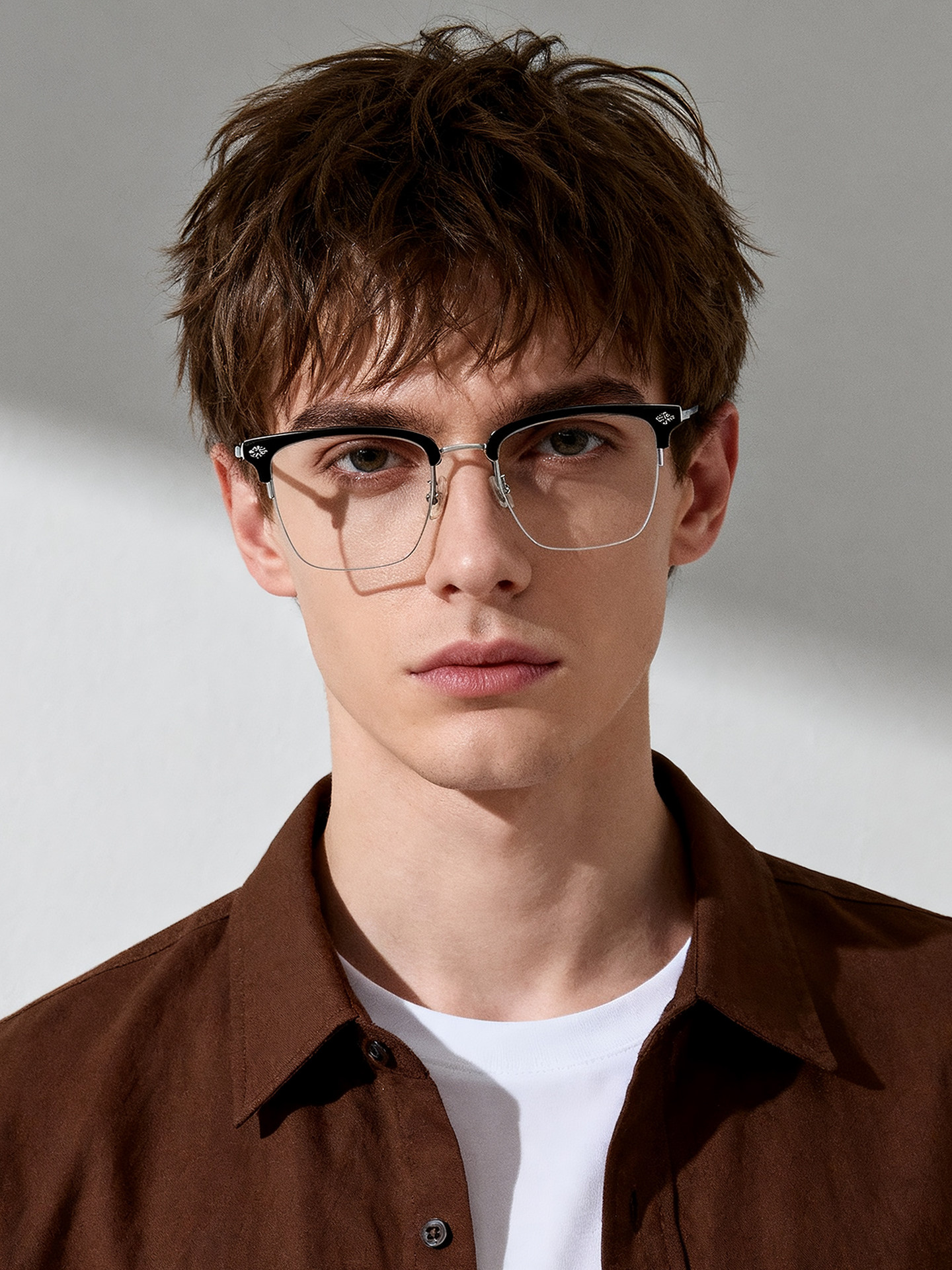 Ultra-Light and Elegant Half-Rim Glasses Frame for Men, Trendy and Handsome, Suitable for Prescription Lenses, Blue Light Blocking, Business and Casual Eyewear Frame