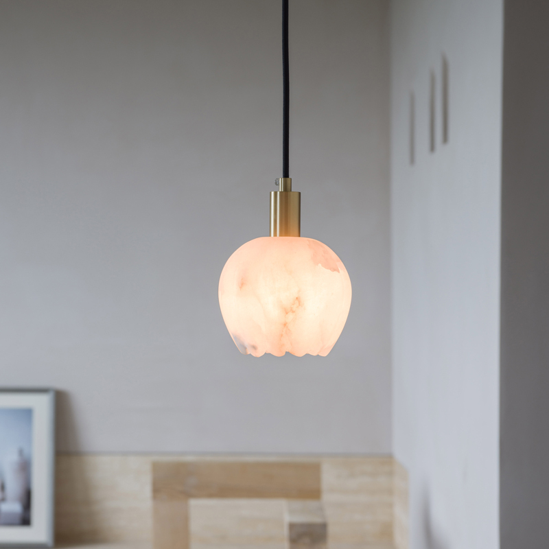 Light Luxury Nordic Minimalist Marble Bedroom Bedside Dining Room Petal Bud Single String Small Pendant Lamp Guangdong Zhongshan Lighting Fixtures