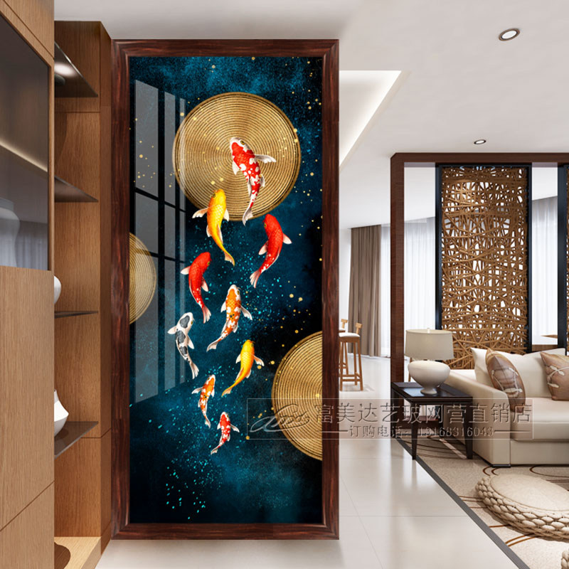 New Chinese Art Partition Glass Decoration Living Room Entrance Screen Frosted Double-sided Light Transmission Modern Brief Yogen Guan Wall