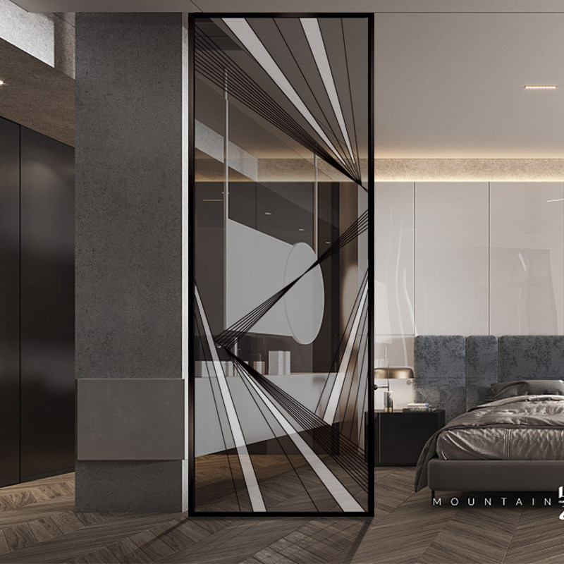 Art Glass Screen Partition Custom Modern Furniture Living Room Decoration Genguan Background Wall Frosted Light Transmission Process