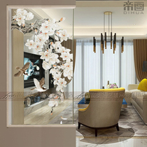 Simple art glass screen partition frosted transparent craft living room background wall tempered porch decorative flat sand painting