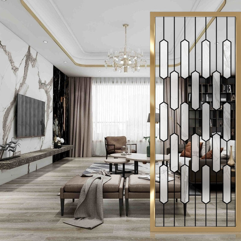 Modern Minimalist Art Fiberglass Screen Partition Living Room Genguan Mobile Double-sided Light And Luxurious Decorative Light Transmission Wall