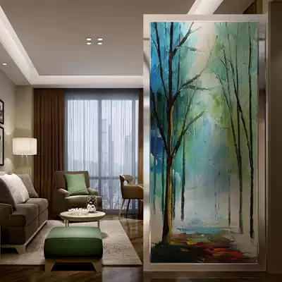 Art glass partition screen Living room translucent entrance Craft entrance background wall Abstract tree