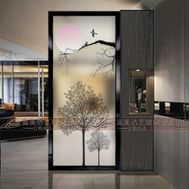 Modern minimalist art Glass partition screen Living room entrance aisle Corridor loading door Shoe cabinet Double-sided translucent tree
