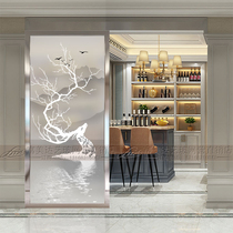 Modern simple living room Decorative art glass partition frosted translucent screen Entrance Light luxury custom waterproof technology