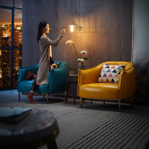 Italian Style Single Sofa Nordic Genuine Leather Casual Chair Bedroom Living Room Modern Minima Light Lavish Tiger Chair Balcony