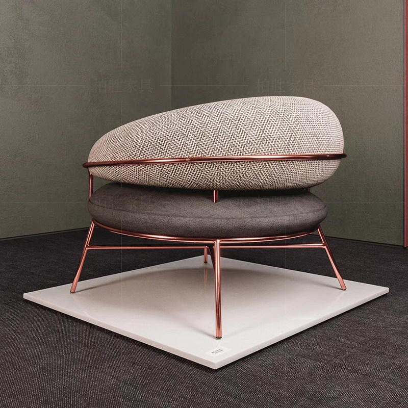 Light luxury sofa Nordic modern minimal living room designer sample room fabric leisure sofa chair round