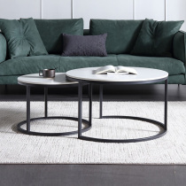 Modern wind size round rock plate marble tea table primary-secondary small household type brief Nordic light and luxurious designer