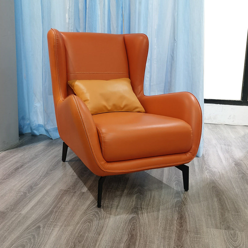 Nordic single sofa chair leather tiger chair light luxury living room balcony orange simple modern designer net red