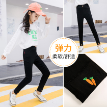 Girls pants Spring and Autumn 2021 Fall casual pants outside wear black pencil pants small feet stretch in the big boy jeans
