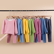 De Venh girls warm underwear set without trace self-heating autumn and winter in the middle of the big boy plus fleece children autumn clothes autumn pants