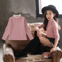 Girls base shirt autumn and winter foreign children plus velvet padded long sleeve T-shirt