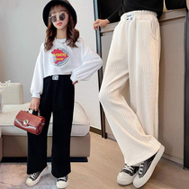 Girls Pants Autumn 2022 New Korean Version Loose Wide Leg Pants Foreign Atmosphere Childrens Middle And Big Boy Spring and Autumn Straight Leg Pants