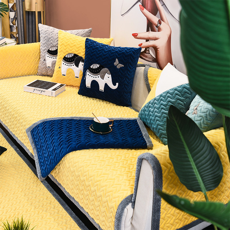 Nordic plush sofa cushion simple non-slip thickened four seasons universal cushion leather sofa high-end winter cover towel