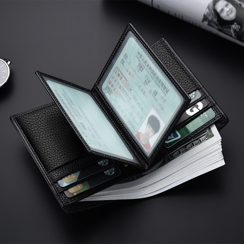 Leather anti-theft card bag driver's license driver's license leather cover head layer leather small wallet men's multi-card all-in-one bag