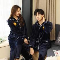 Autumn and winter coral velvet couple pajamas womens winter extra thick flannel mens home clothing set Winter