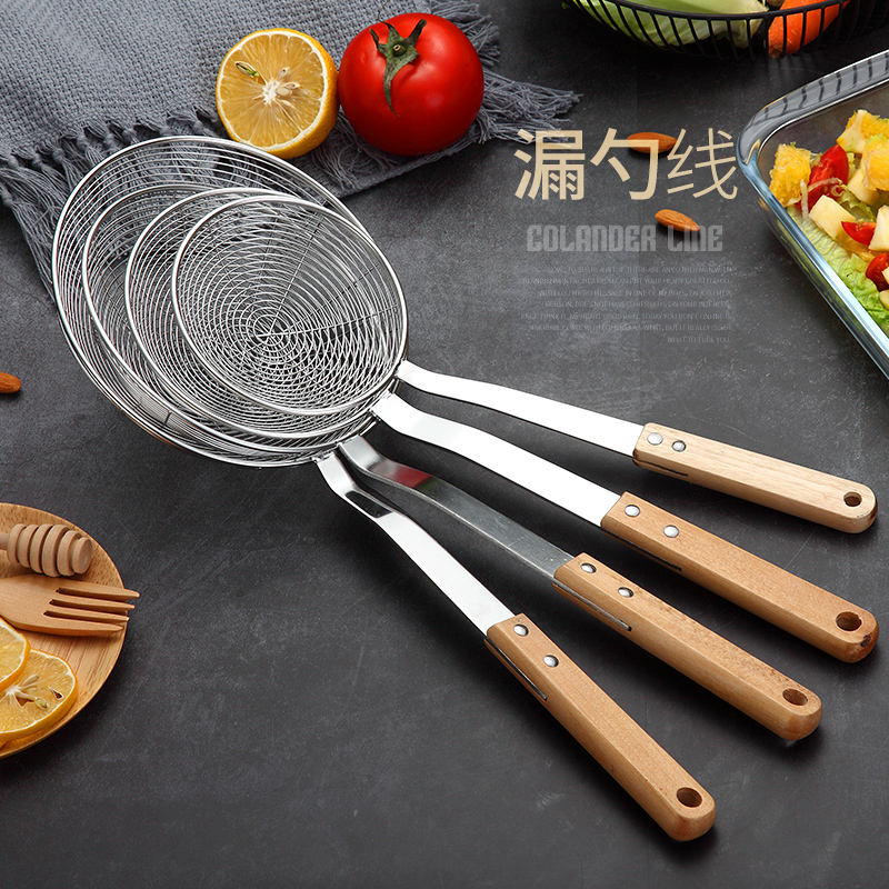 304 stainless steel scoop spoons hot pot leaky spoon Home size fried spoons Noodle Scoop FILTER SPOON WIRE DRAIN